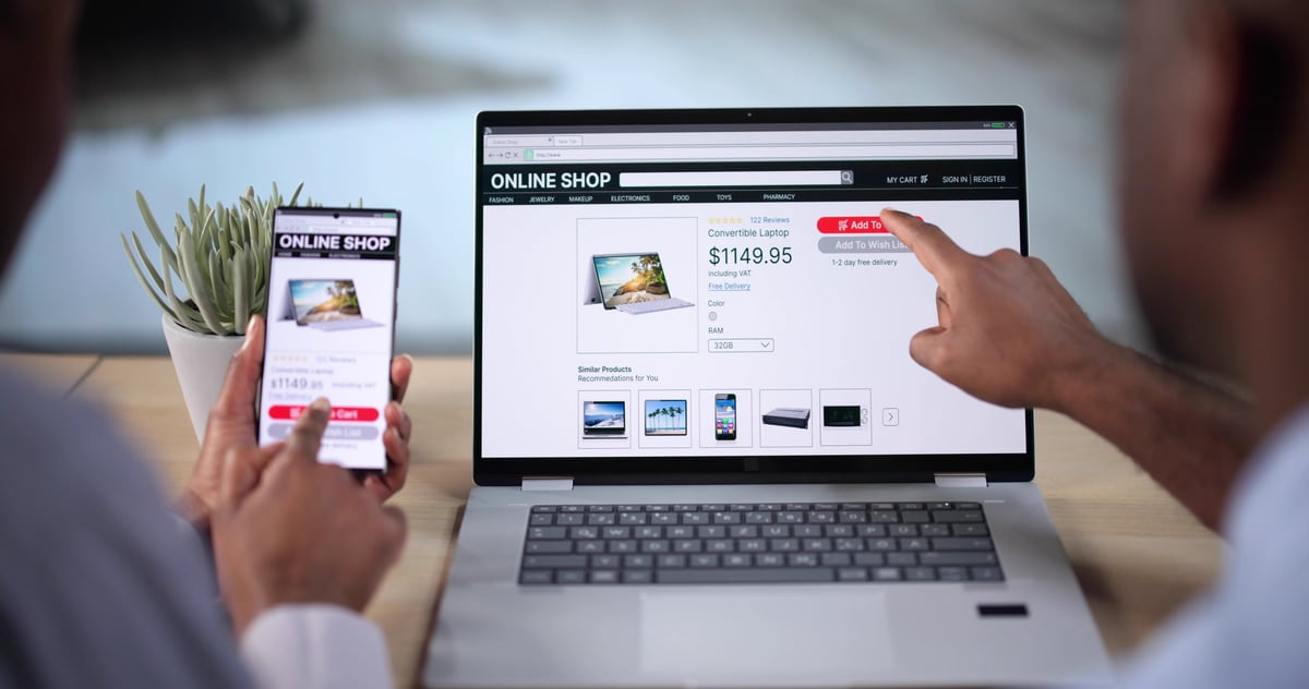 Online shopping on e-commerce website